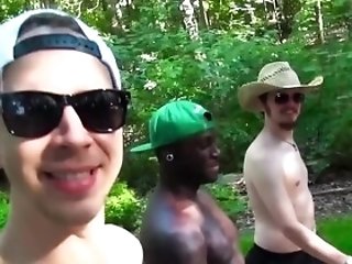 Horny Blonde Plays With A Big Black Cock In The Middle Of A Forest