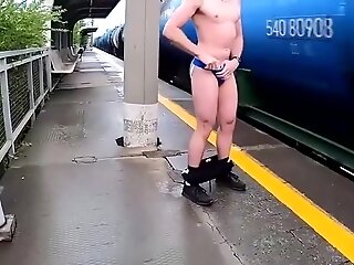 Exhibitionist Shoots Jizm At The Train Station