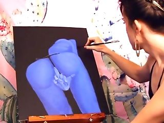 Sexy Tgirl Paints Her Nudes In Undergarments