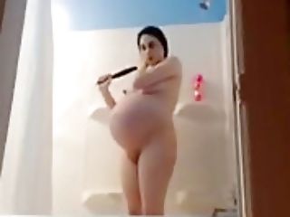 Preggo Latina Phat Belly In Te Bathroom
